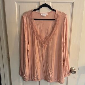 Blush Lace V-Neck Blouse